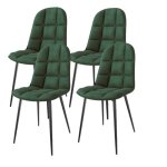 Chaise de cuisine / salon verte avec capitonnage - rev�tement en tissu velours