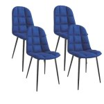 Chaise de cuisine / salon bleu marine avec capitonnage - rev�tement en tissu velours
