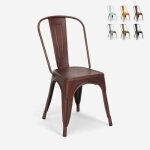 Chaises design industriel vintage en m�tal shabby chic style tolix steel old couleur: bronze