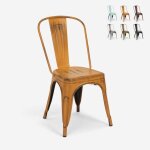 Chaises design industriel vintage en m�tal shabby chic style tolix steel old couleur: orange