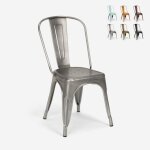 Chaises design industriel vintage en m�tal shabby chic style tolix steel old couleur: silver