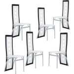 Diya lot de 6 chaise avec 6 trous(blanc + noir) chaises de salle � manger mobilier de salon design - ...