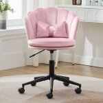 Chaise - fauteuil pivotant hauteur r�glable 55 x 62 x 73 - 83 cm dossier p�tale velours rose pour salon ...