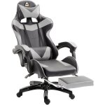 Chaise gaming ergonomique noir et gris support lombaire repose - pieds oreilles de chat coussin t�te ...