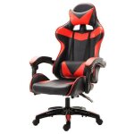 Chaise gaming ergonomique noir et rouge support lombaire repose - pieds oreilles de chat coussin t�te ...