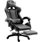 Chaise gaming ergonomique noir support lombaire repose - pieds oreilles de chat coussin t�te inclinaison ...