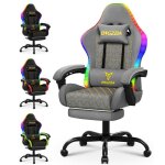 Chaise gaming avec led rgb et repose - pieds fauteuil de bureau ergonomiquesi�ge avec appuie - t�te et ...