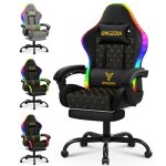 Chaise gaming avec led rgb et repose - pieds fauteuil de bureau ergonomiquesi�ge avec appuie - t�te et ...