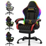 Chaise gaming avec led rgb et repose - pieds fauteuil de bureau ergonomiquesi�ge avec appuie - t�te et ...