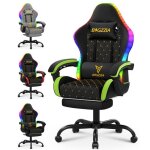 Chaise gaming avec led rgb et repose - pieds fauteuil de bureau ergonomiquesi�ge avec appuie - t�te et ...