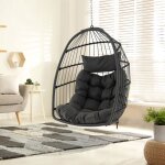 Chaise hamac pliante costway - gris - charge 150 kg - intrieur extrieur
