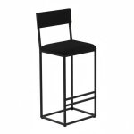 Chaise haute de bar design ? structure m�tal noir ? assise confortable tissu baby face ? hauteur 95 cm ...