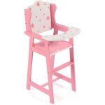 Chaise haute en bois stars rose / blanc - avec coussin et plateau repas - pour poupee et poupon 36 - ...