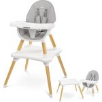 Chaise haute volutive en table et chaise - caretero - tuva - eco - cuir impermable - double plateau ...