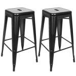 Chaise haute et tabourets de bar industriels empilables - yagewa - noir - style rétro - lot de 2 Chaise haute et tabourets de bar industriels empilables - yagewa - noir - style rétro - lot de 2
