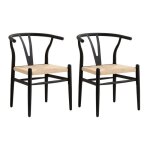Chaises - hjhomeheart - lot de 2 chaises de salle � manger en metal - rotine - assise rotine - noir