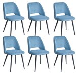 Chaises - hjhomeheart - lot de 6 chaises de salle � manger en velours - vintage - assise rembourr�e - ...