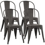 Akalnny lot de 4 chaises industrielles en mtal tabouret de salle  manger avec dossier jardin balcon ...
