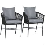 Chaises de jardin lot de 2 57x60x71 cm avec coussins et assise incurv�e en acier noir