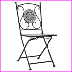 Chaise de jardin - ashata - mosa�que - 2 pcs - fer laqu� - gris - ext�rieur