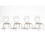 Lot de 4 chaises de jardin empilables en m�tal fa�on fer forg� - beige - guermantes de mylia