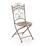 Chaise de jardin en fer forg� indra - clp - pliante - marron antique