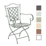 Chaise de jardin pliable adara en fer forg et design antique - clp - vert antique