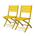 Lot de 2 chaises de jardin en aluminium - jaune moutarde