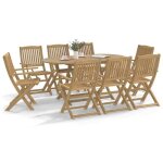 Chaises de jardin pliantes en bois - vidaxl - lot de 8 - 54x61x88 cm - bois dacacia - pliables - brun ...