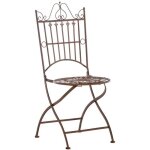 Chaise de jardin pliante sadao en fer forg avec hauteur dassise 44 cm [marron antique]