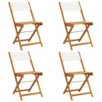 Chaises de jardin pliantes - vidaxl - lot de 4 - bois dacacia massif - tissu polyester - 41x525x80 cm ...