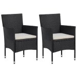 Chaises de jardin en rsine tresse - vidaxl - lot de 2 - noir - avec accoudoirs - extrieur