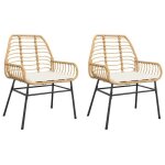 Chaises de jardin en rotin - vidaxl - lot de 2 - 57x60x86 cm - coussins marron - r�sine tress�e - r�sistance ...