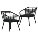 Vidaxl chaises de jardin 2 pcs avec coussins rsine tresse noir