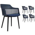 Lot de 4 chaises modernes en rsine bleu et pieds design noirs