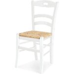 Chaise - loire - set 2 pz - assise en paille laqu�e blanche - dimensions compactes - utilisation int�rieure ...