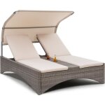 Chaise longue - blumfeldt eremitage - bain de soleil de luxe - 2 places - transat - avec auvent - aluminium ...