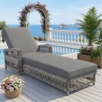 Chaise longue dext�rieur en rotin r�sistante intemp�ries bain de soleil avec dossier r�glable en 4 positions ...