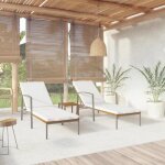 Chaises longues dext�rieurs / transat - 2 personnes - lot de 2 avec table r�sine tress�e marron 30x30x31cm ...