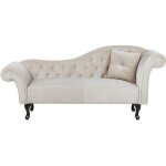 Chaise longue côté droit en velours beige lattes Chaise longue côté droit en velours beige lattes