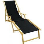 Chaise longue de jardin noire chilienne bain de soleil pliant en bois naturel v - 10 - 305n