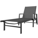 Chaise longue jardin - bain de soleil - outsunny - r�glable � 4 positions roues accoudoirs - aluminium ...