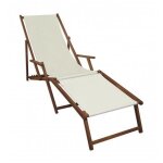 Chaise longue de jardin blanche avec repose - pieds chilienne bain de soleil pliant 10 - 303f
