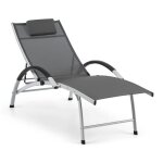 Chaise longue de jardin - blumfeldt - sun valley - dossier rglable - aluminium lger - gris