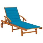 Chaise longue de jardin en bois dacacia massif avec coussin - vidaxl