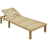 Chaise longue de jardin en bois de pin impr�gn� - style contemporain - blanc - pliable