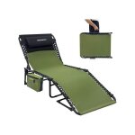 Chaise longue de jardin pliante - mod�le pliable vert - sac isotherme - 5 positions - coussin amovible ...