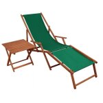 Chaise longue de jardin verte chilienne bain de soleil pliant avec repose - pieds et table 10 - 304ft ...