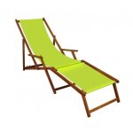 Chaise longue de jardin vert pistache avec repose - pieds chilienne bain de soleil pliant 10 - 306f
