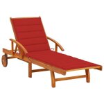 Chaise longue de jardin - vidaxl - bois d'acacia massif - réglable - avec coussin Chaise longue de jardin - vidaxl - bois d'acacia massif - réglable - avec coussin